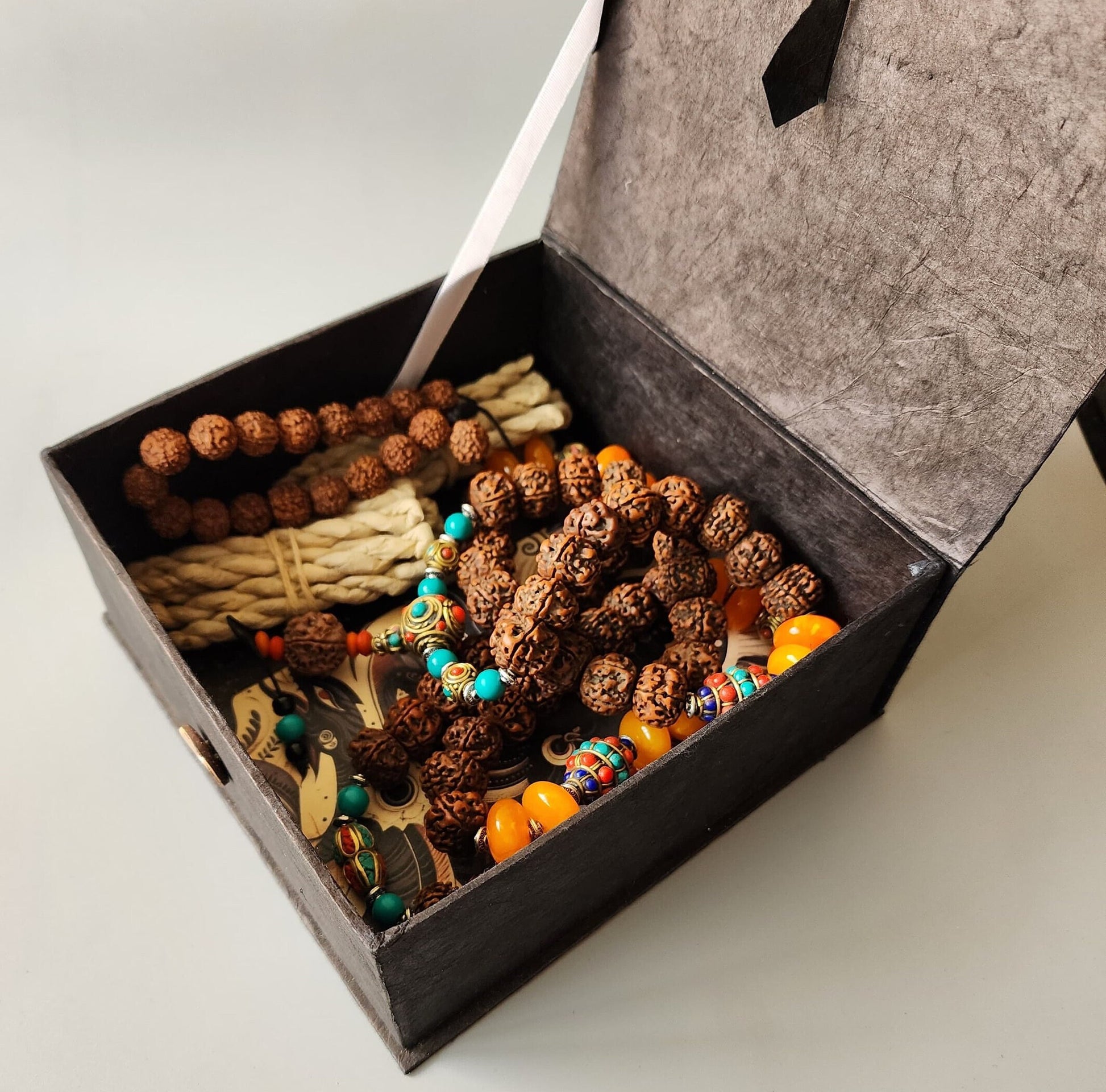 Tibetan Rudraksha With Natural Stones