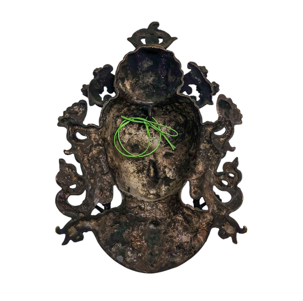Green Tara, Handmade Ritual Metal Mask, Antique Finishing