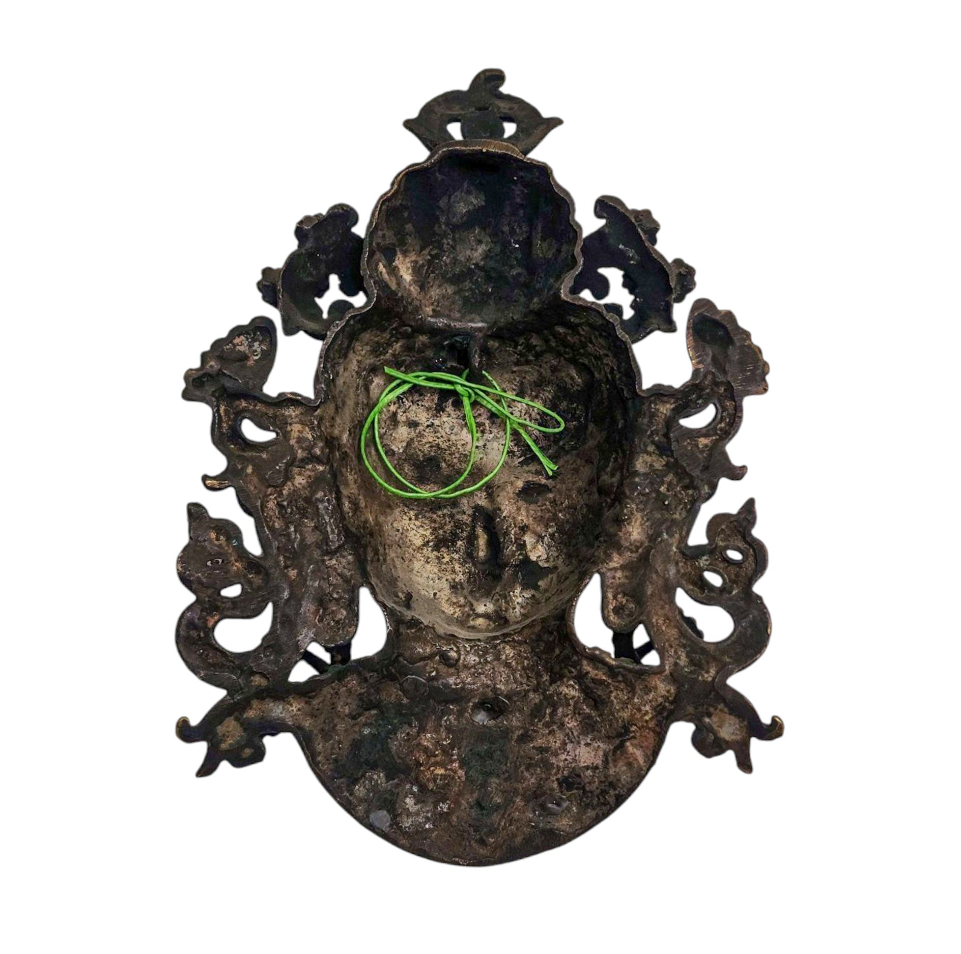 Green Tara, Handmade Ritual Metal Mask, Antique Finishing
