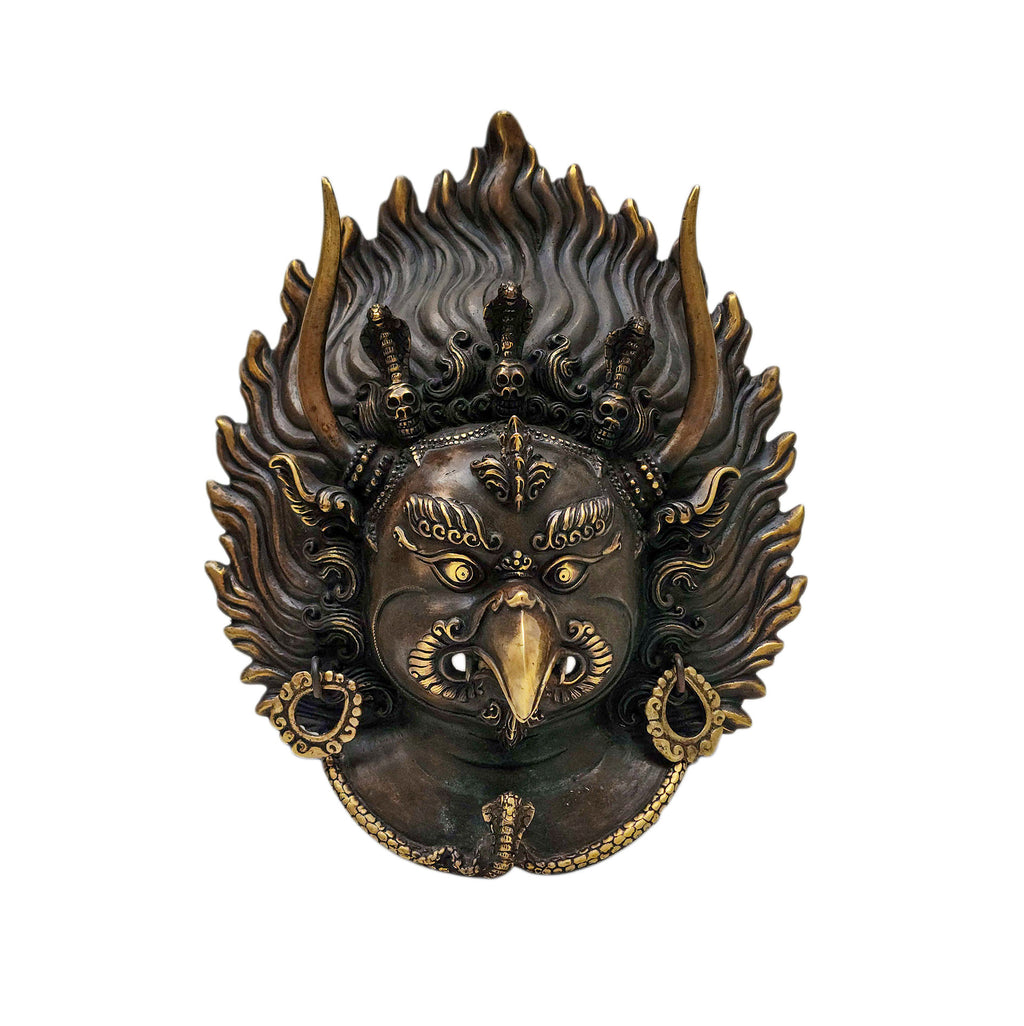Garuda, Handmade Ritual Metal Mask, Antique Finishing, Divine Eagle, Protector and Enemy of Evil Forces