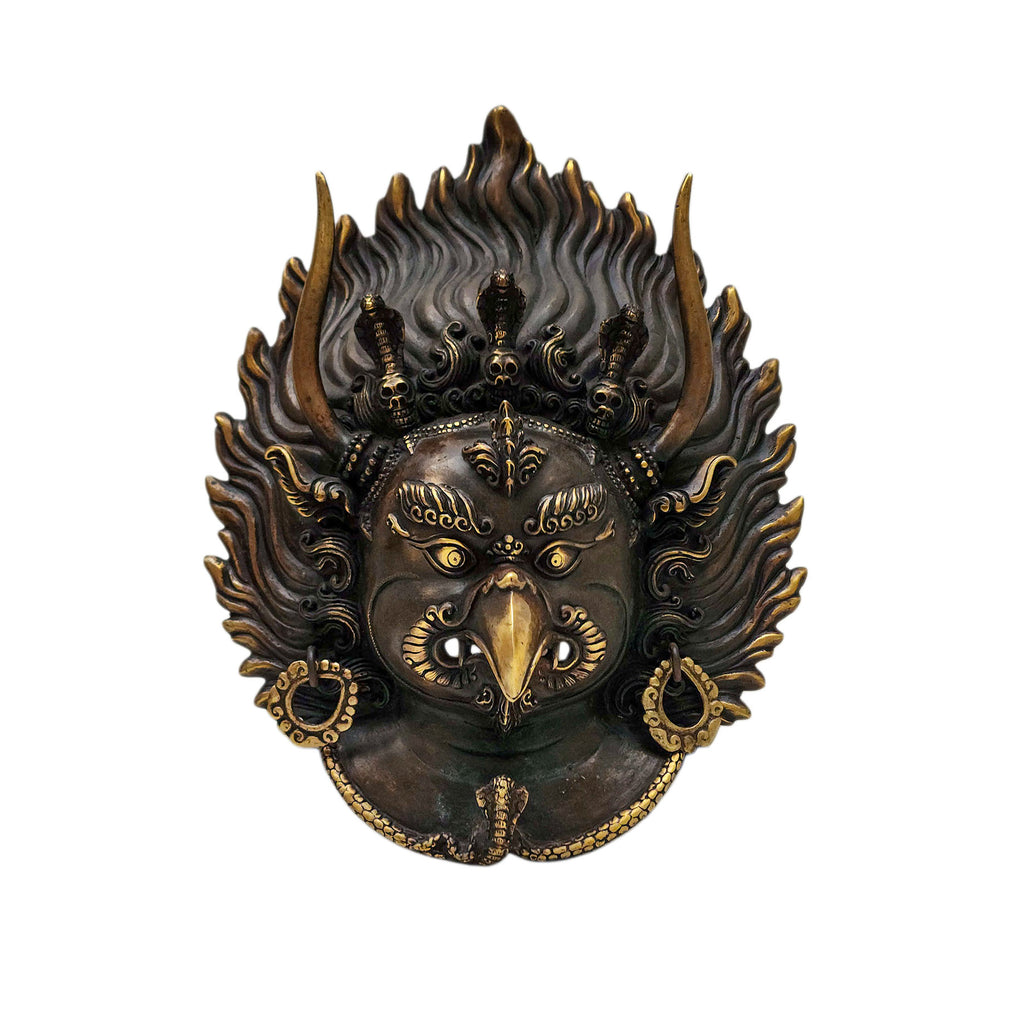 Garuda, Handmade Ritual Metal Mask, Antique Finishing, Divine Eagle, Protector and Enemy of Evil Forces