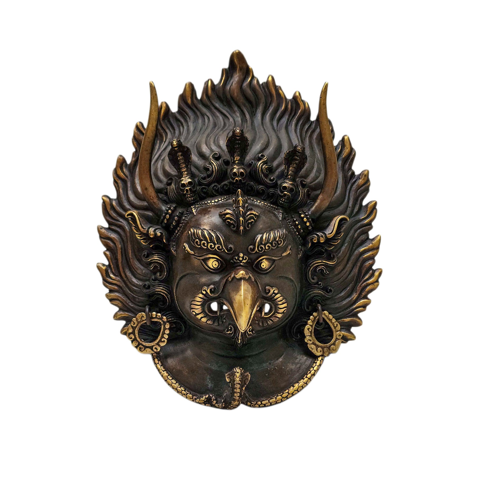 Garuda, Handmade Ritual Metal Mask, Antique Finishing, Divine Eagle, Protector and Enemy of Evil Forces
