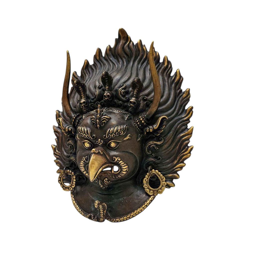 Garuda, Handmade Ritual Metal Mask, Antique Finishing, Divine Eagle, Protector and Enemy of Evil Forces