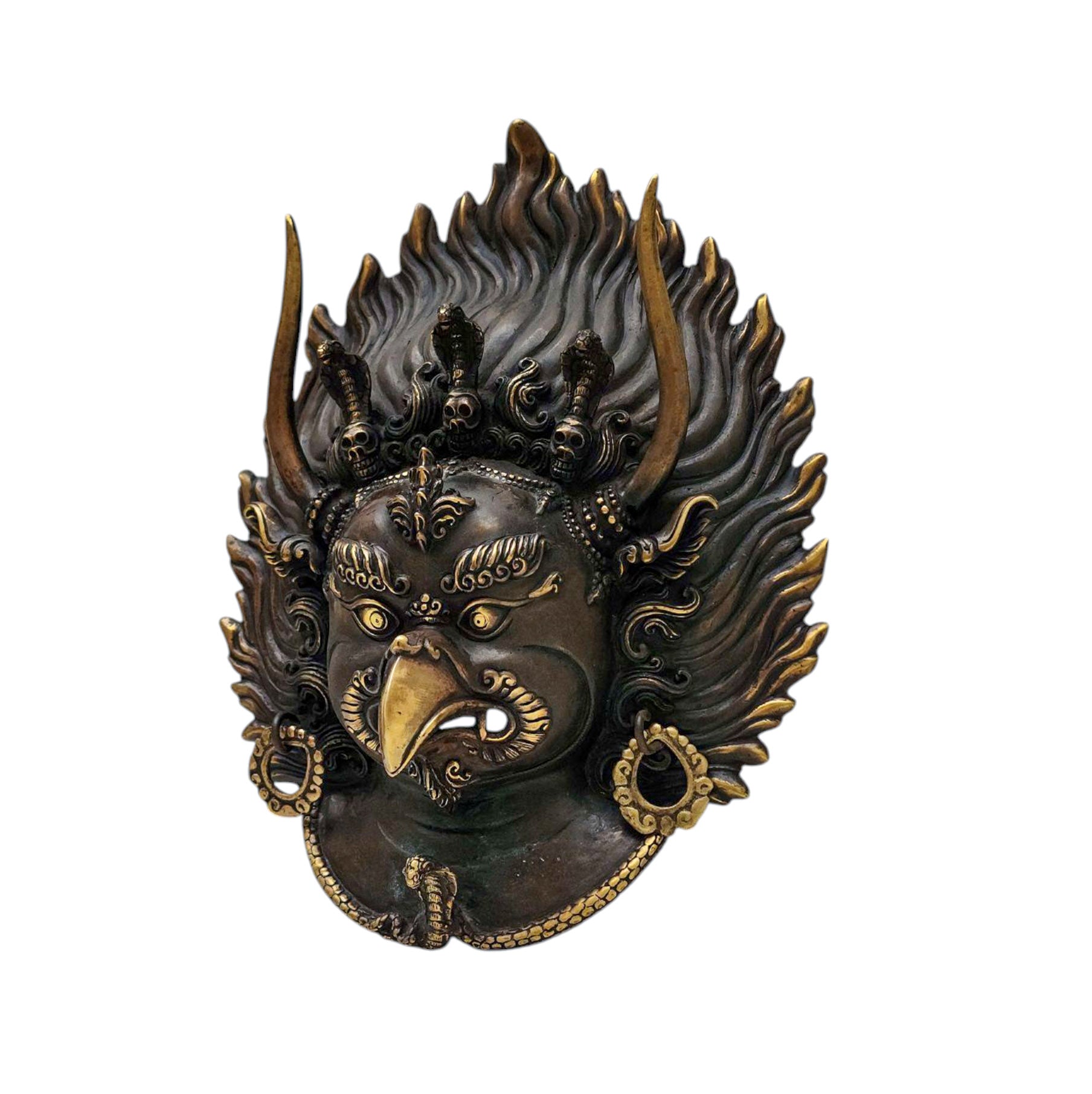 Garuda, Handmade Ritual Metal Mask, Antique Finishing, Divine Eagle, Protector and Enemy of Evil Forces