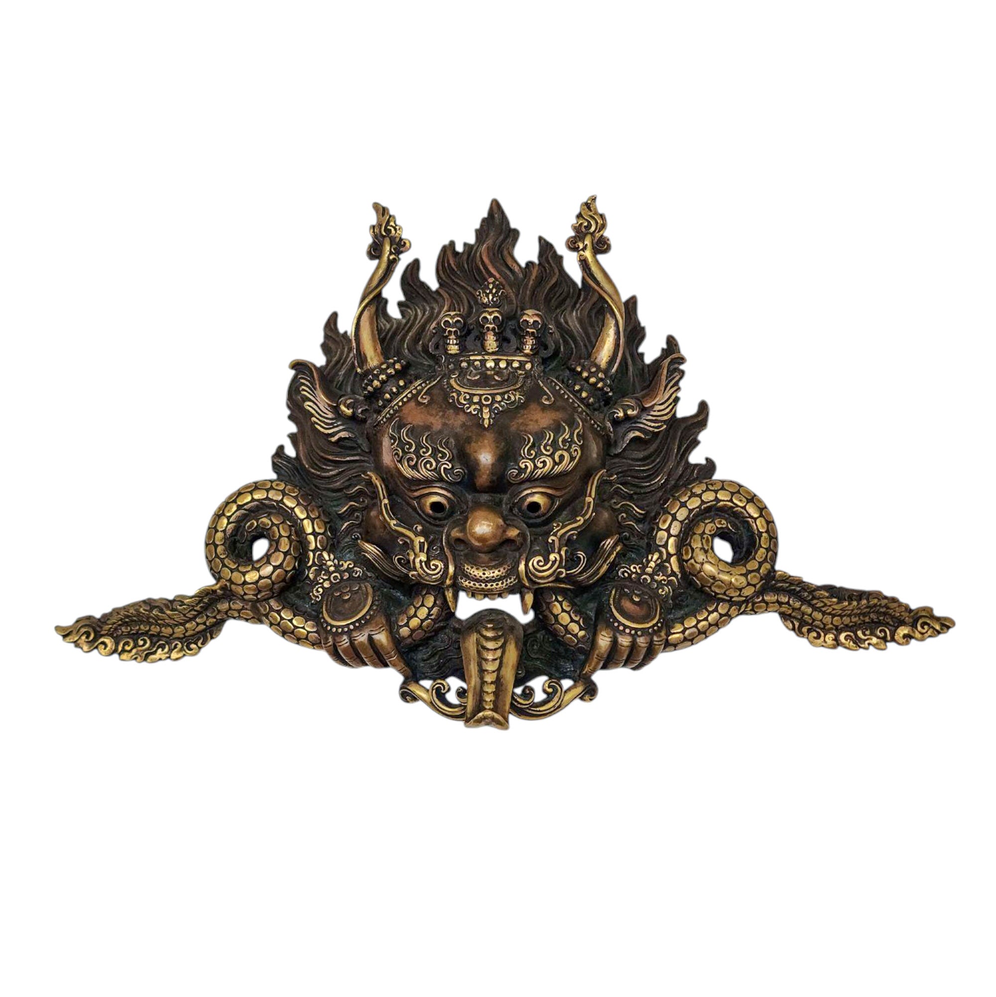 Cheppu, Handmade Ritual Metal Mask, Antique Finishing