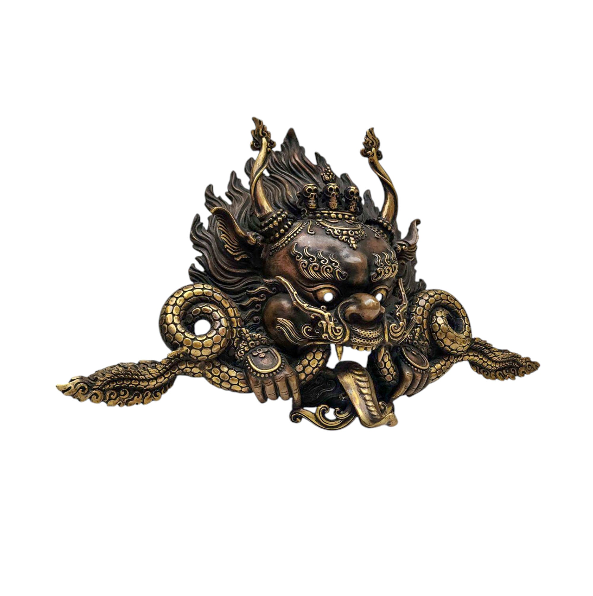 Cheppu, Handmade Ritual Metal Mask, Antique Finishing