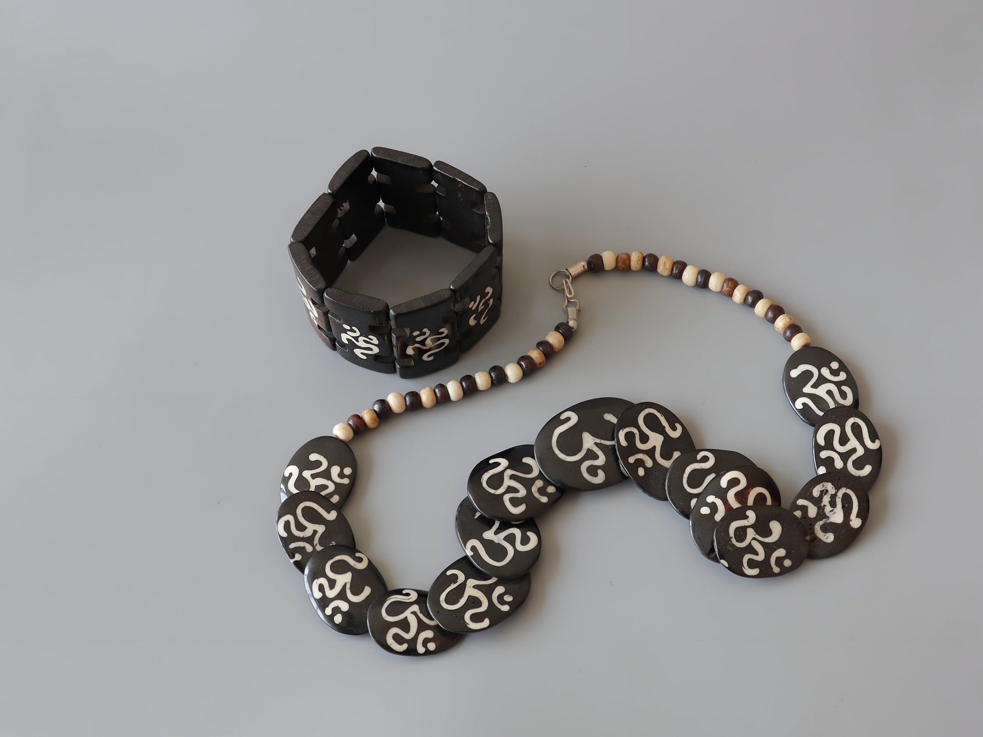 Tibetan Bone Necklace And Bracelet Set