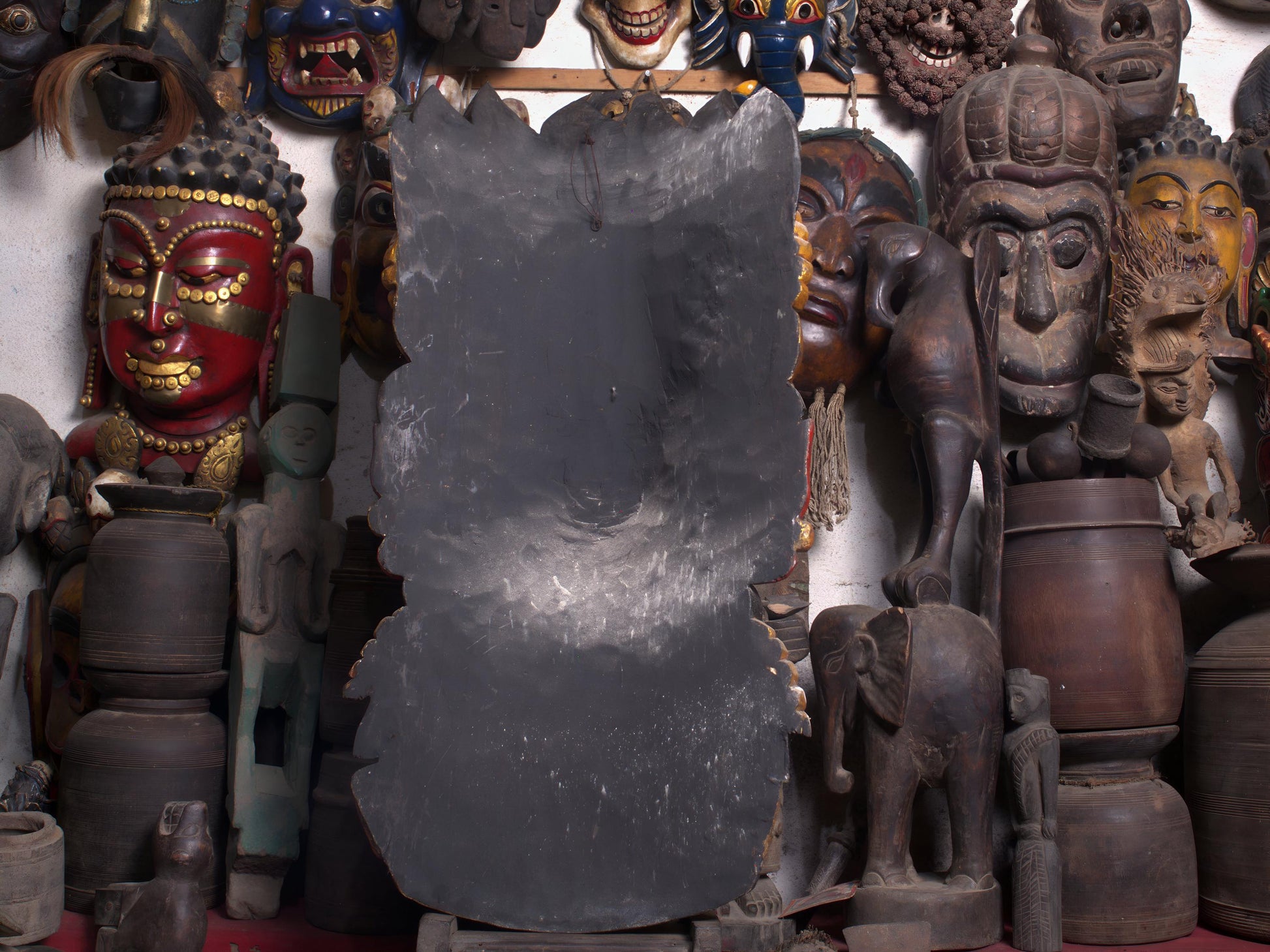 Ma Kali Vintage Wooden Mask, Sacred Kali Mata Wall Hanging Handmade By Tibetan Artisans, Powerful Ma Kali Energy Idol