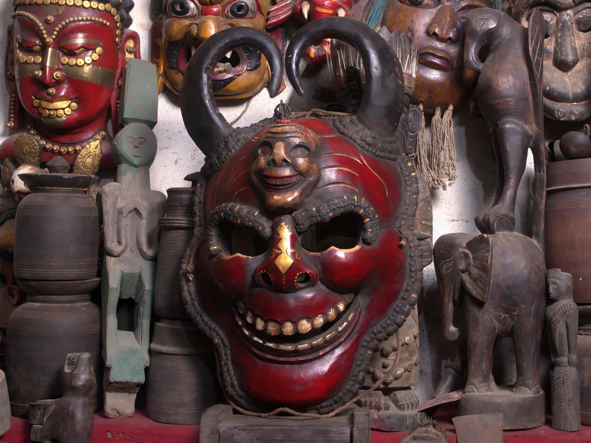 Large Naag Bhairav Wood Mask For Wall Decor