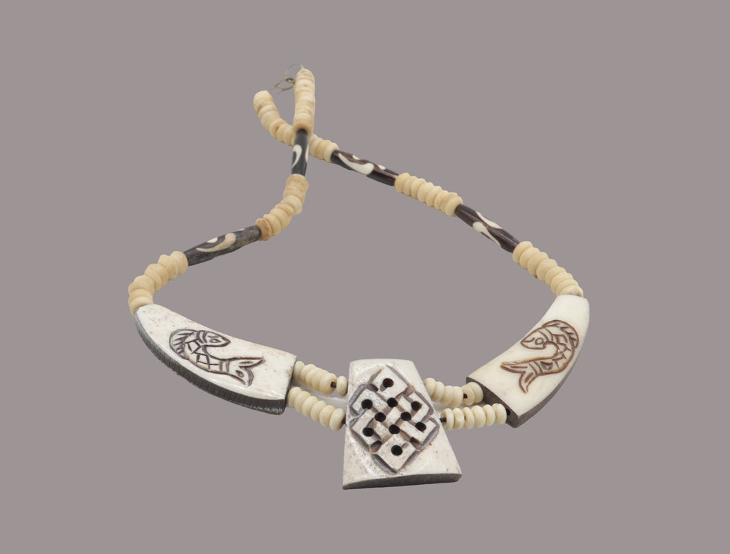 Tibetan Yak Bone Necklace and Bracelet Set