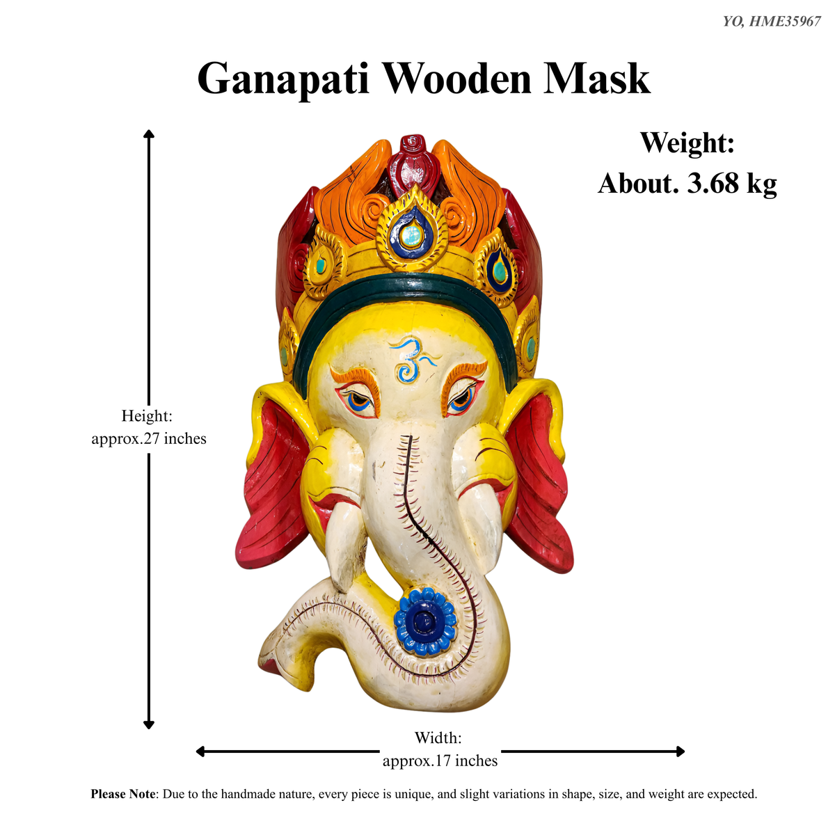 Lord Ganesh Wooden Mask