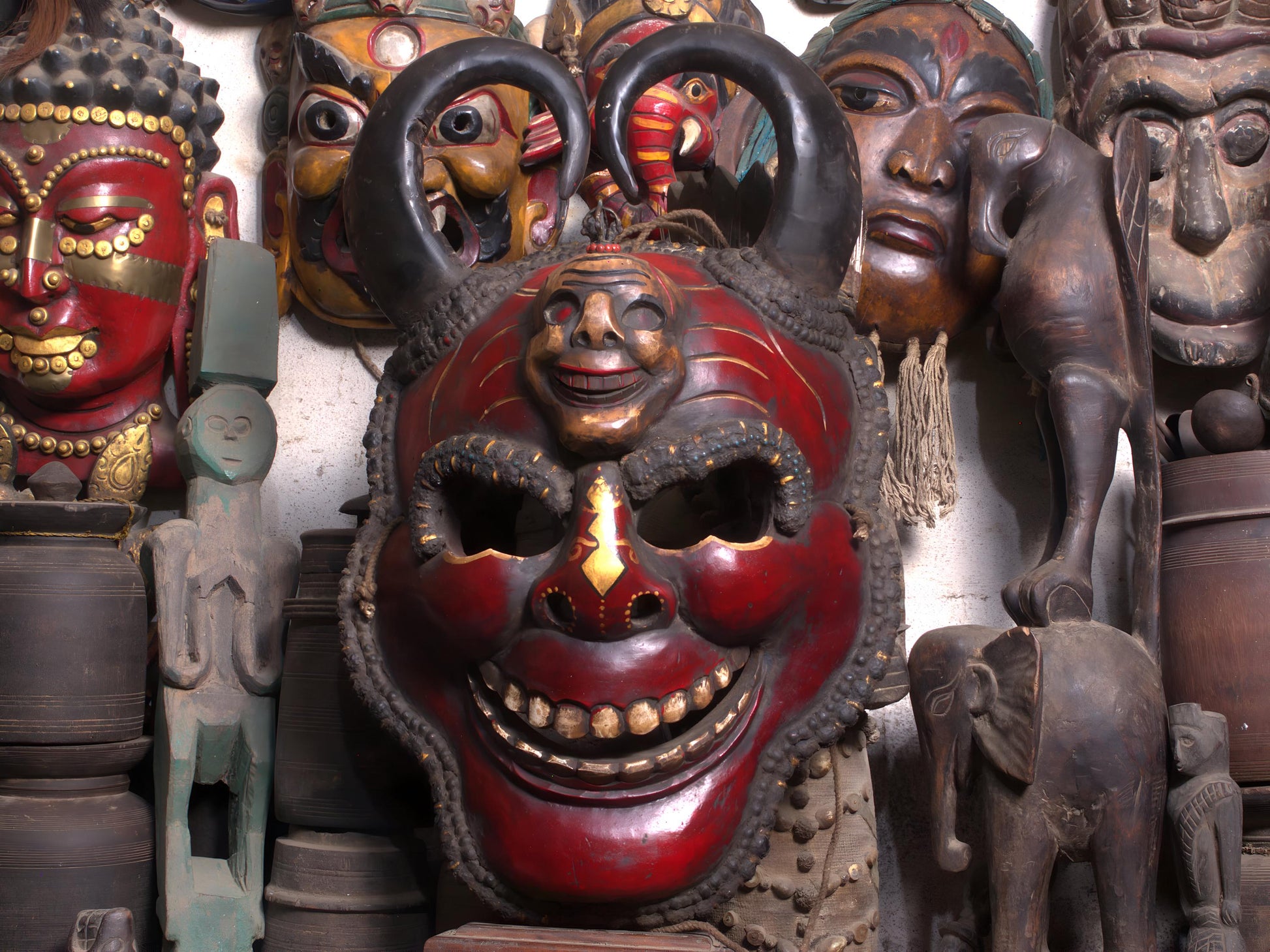 Large Naag Bhairav Wood Mask For Wall Decor