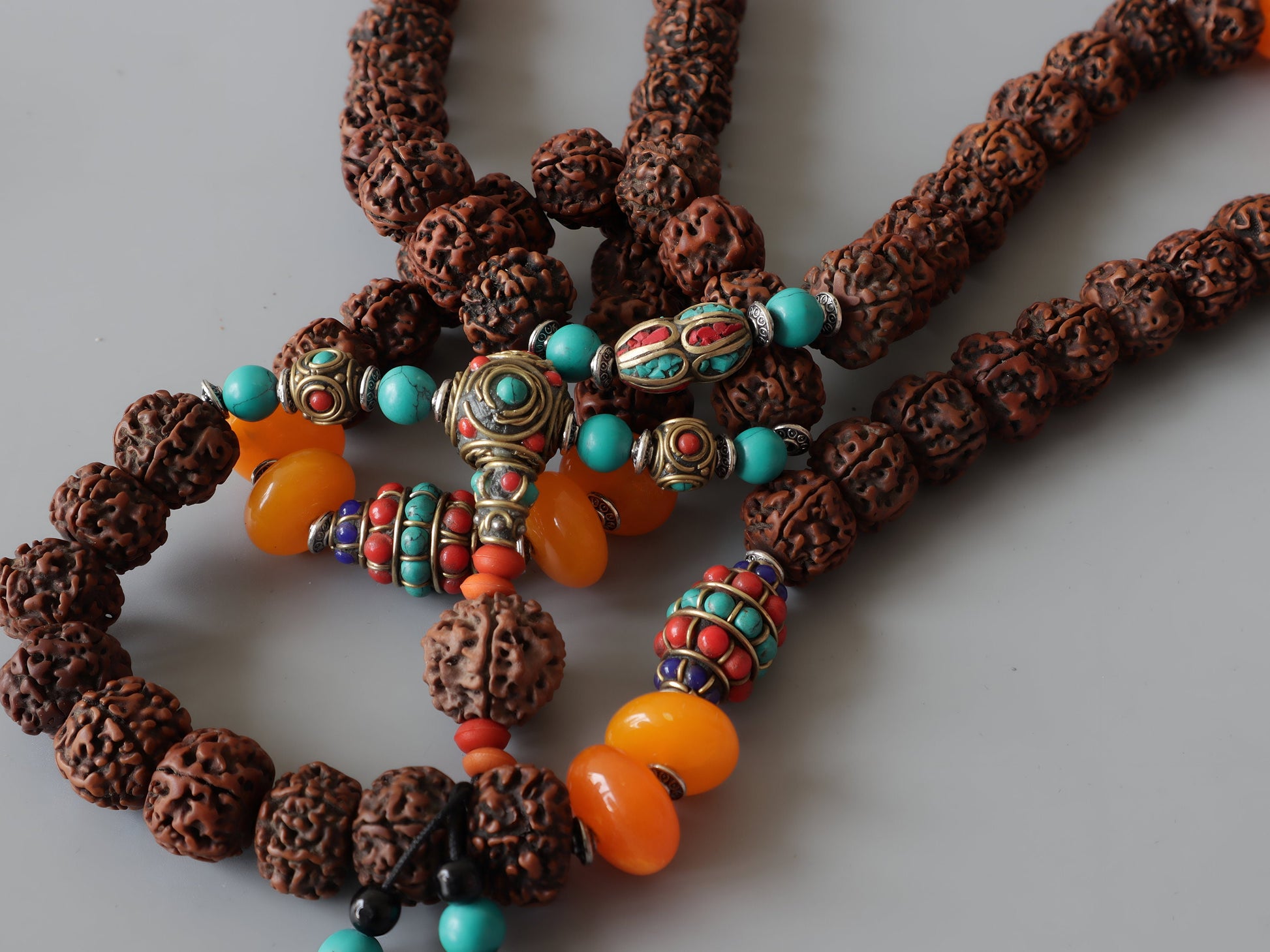 Tibetan Rudraksha With Natural Stones
