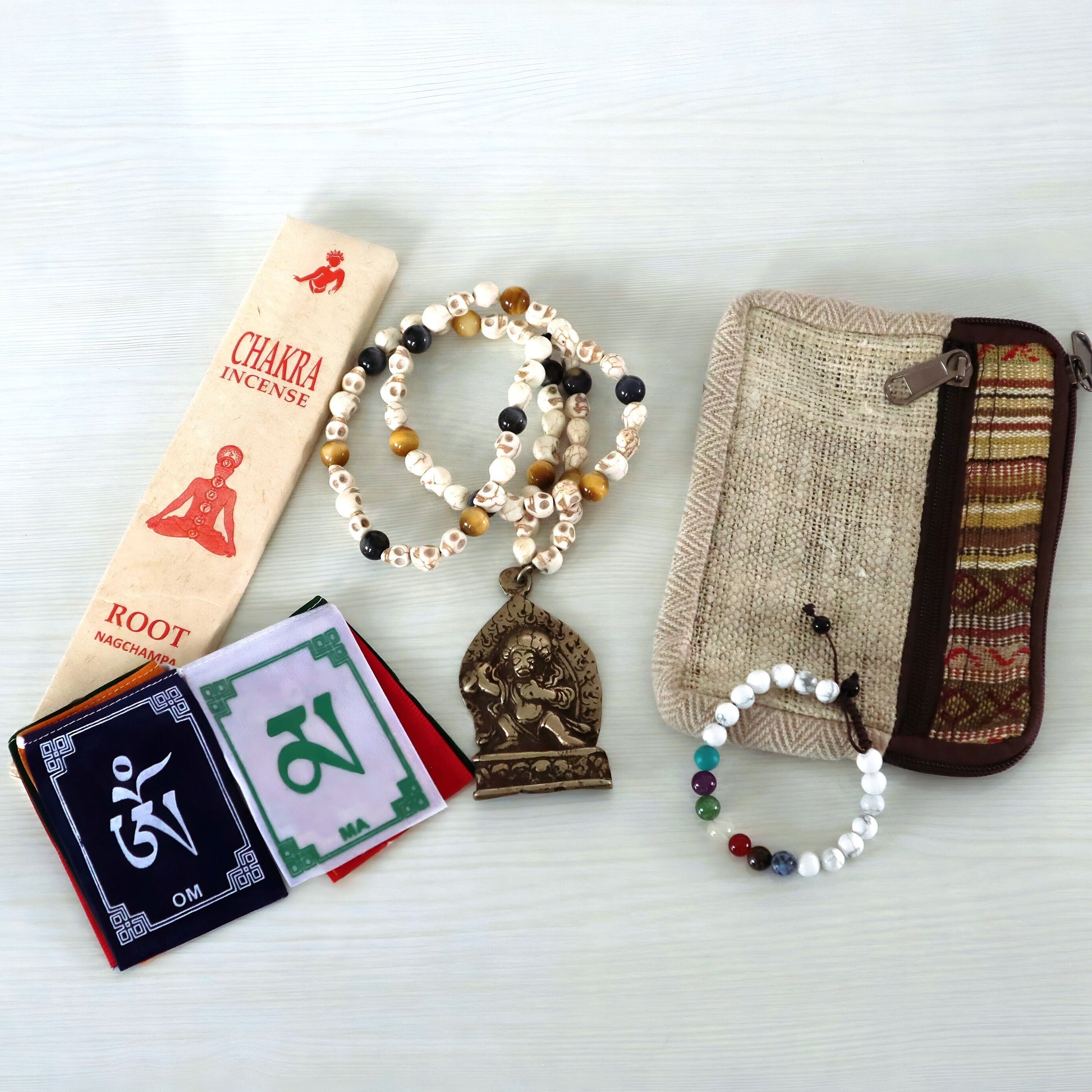Vintage Bhairav Pendant Skull & Tiger Eye Mala