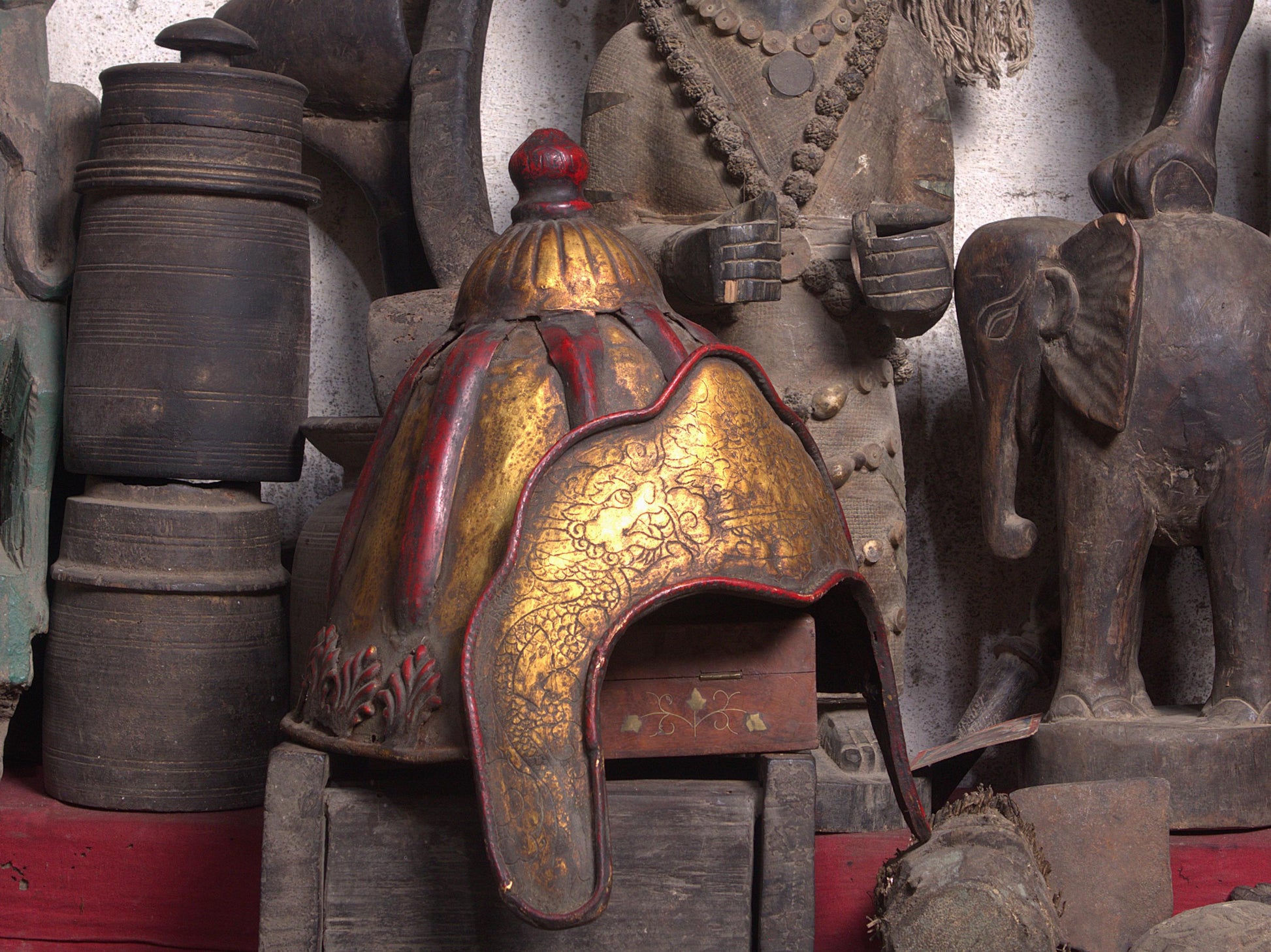 Rare Century Old Antique Buddhist Monk Cap: Sacred Artifact From A Remote Himalayan Monastery, Collector Museum Grade Buddha Artifact