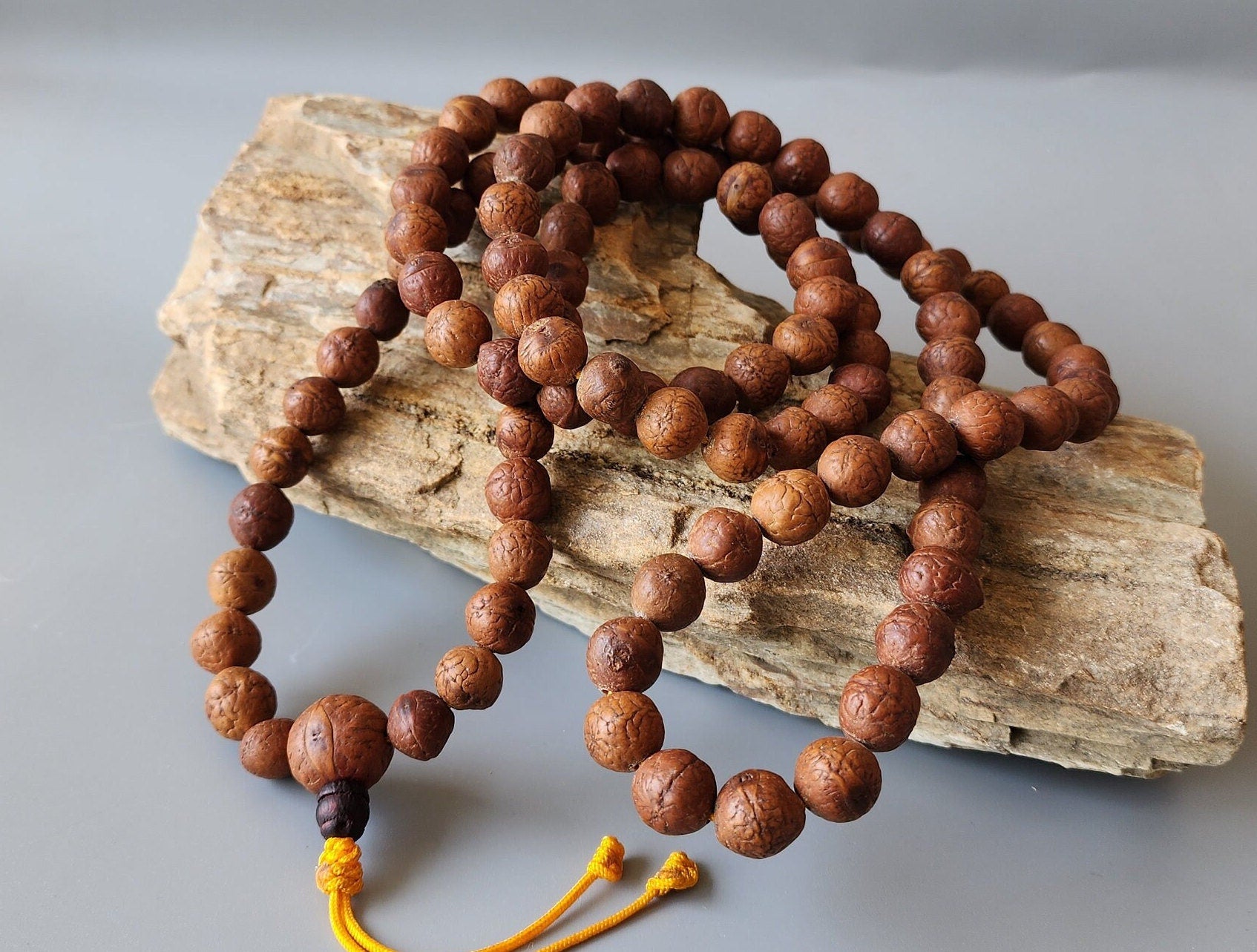 Tibetan Bodhi Seed Mala, Dalai Lama Prayer Beads, Handmade 108 Beads Buddhist Mala From Nepal, Limited Time Free Bodhi Seed Bracelet