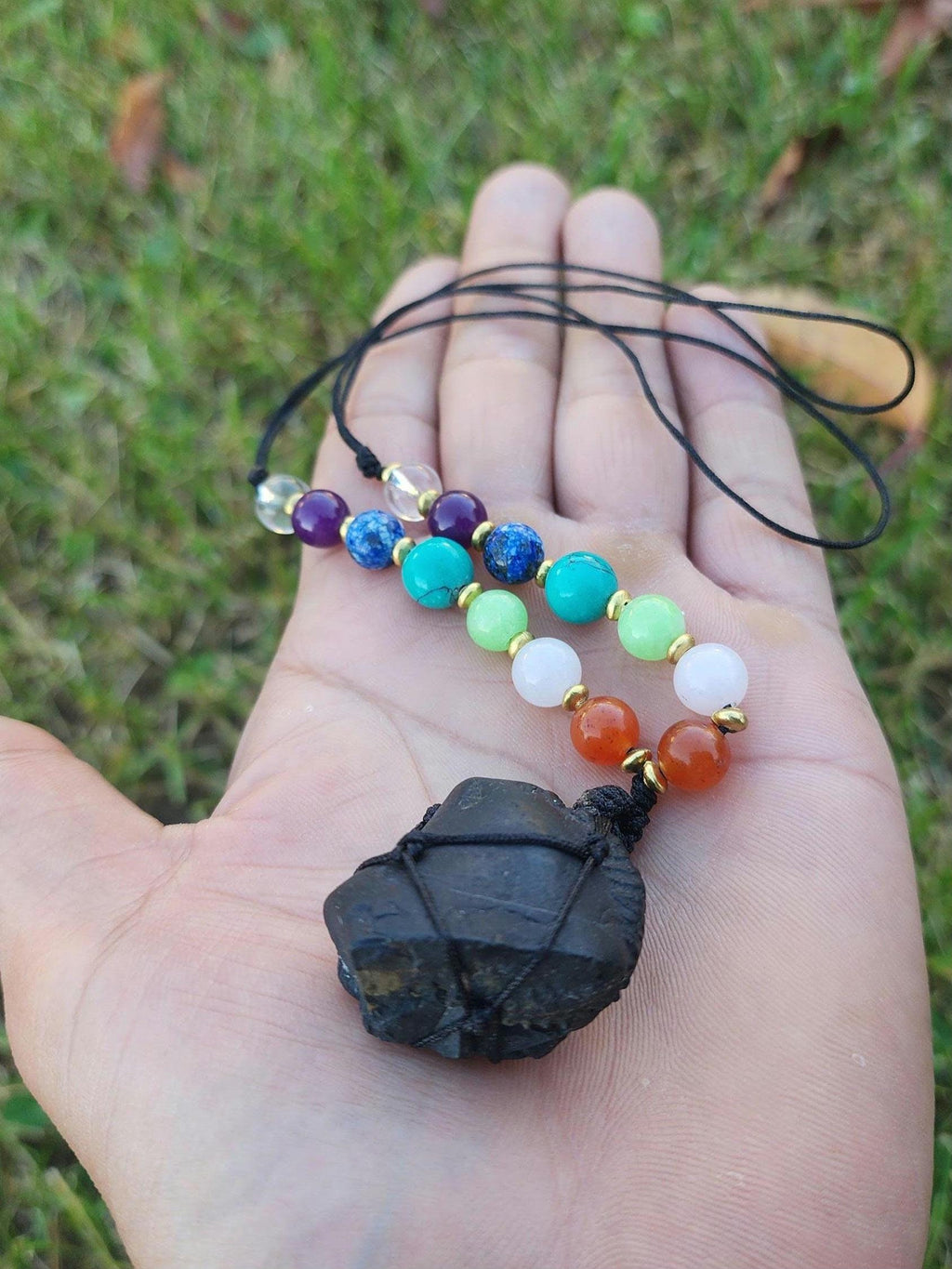 Shaligram Stone Mala With Seven Chakra Stone – Sacred Energy Alignment And Chakra Healing