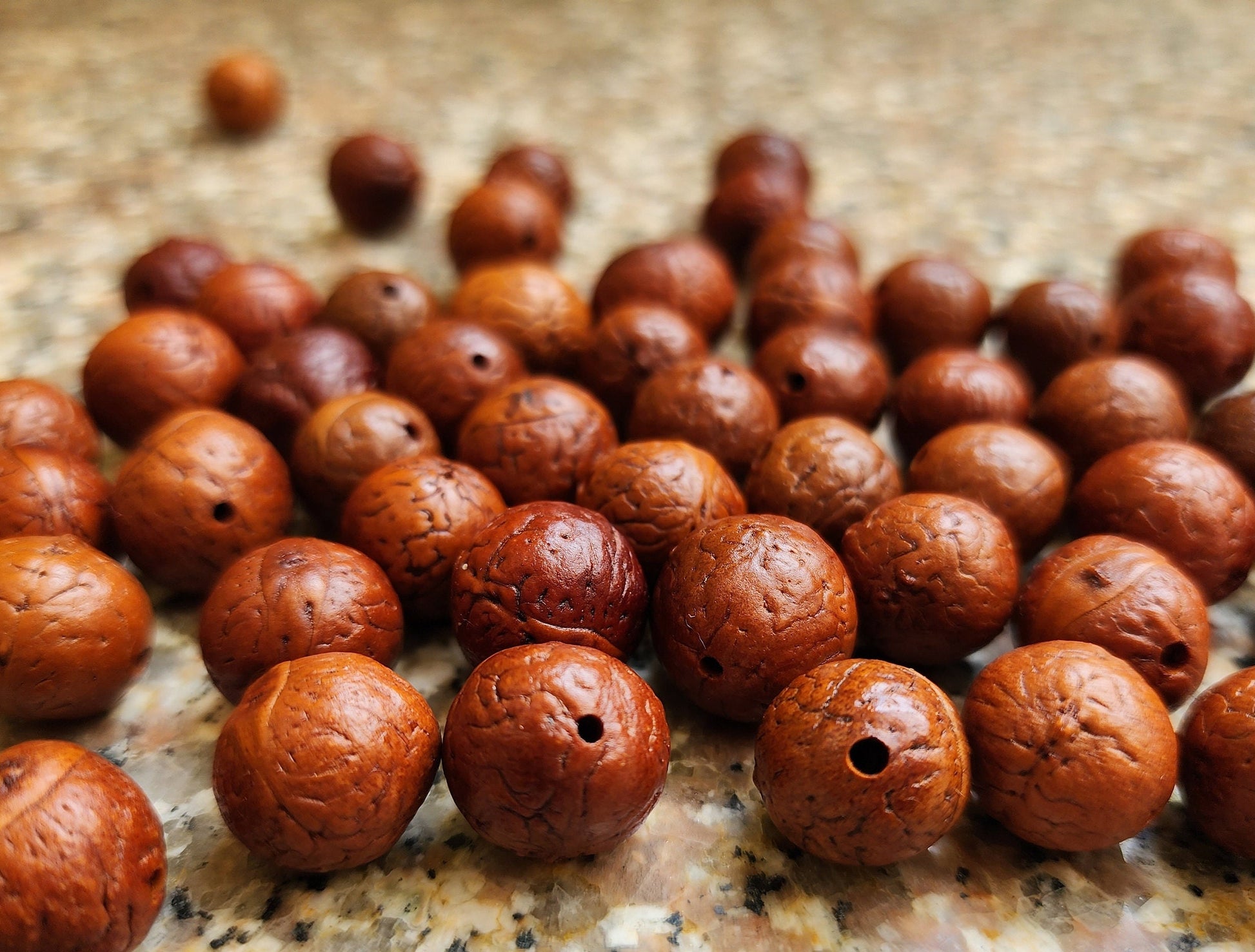 Tibetan Aged Dark Bodhi Seed Beads, Buddhist Bodhi Seed Loose Beads Pack Of 1 or 2 Pounds, 250+ Seeds Per Pound