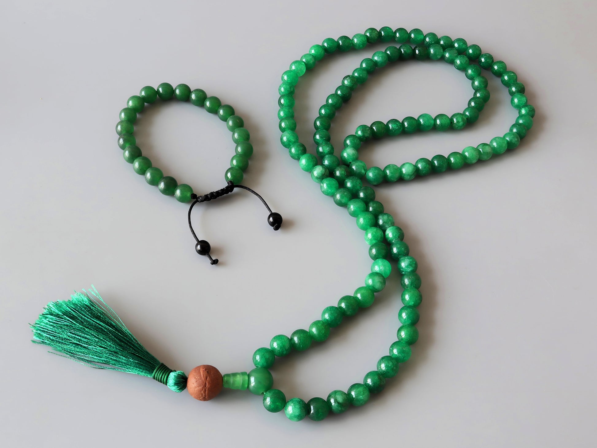 Green Tara, Jade & Bodhi Seed Necklace Free Bracelet