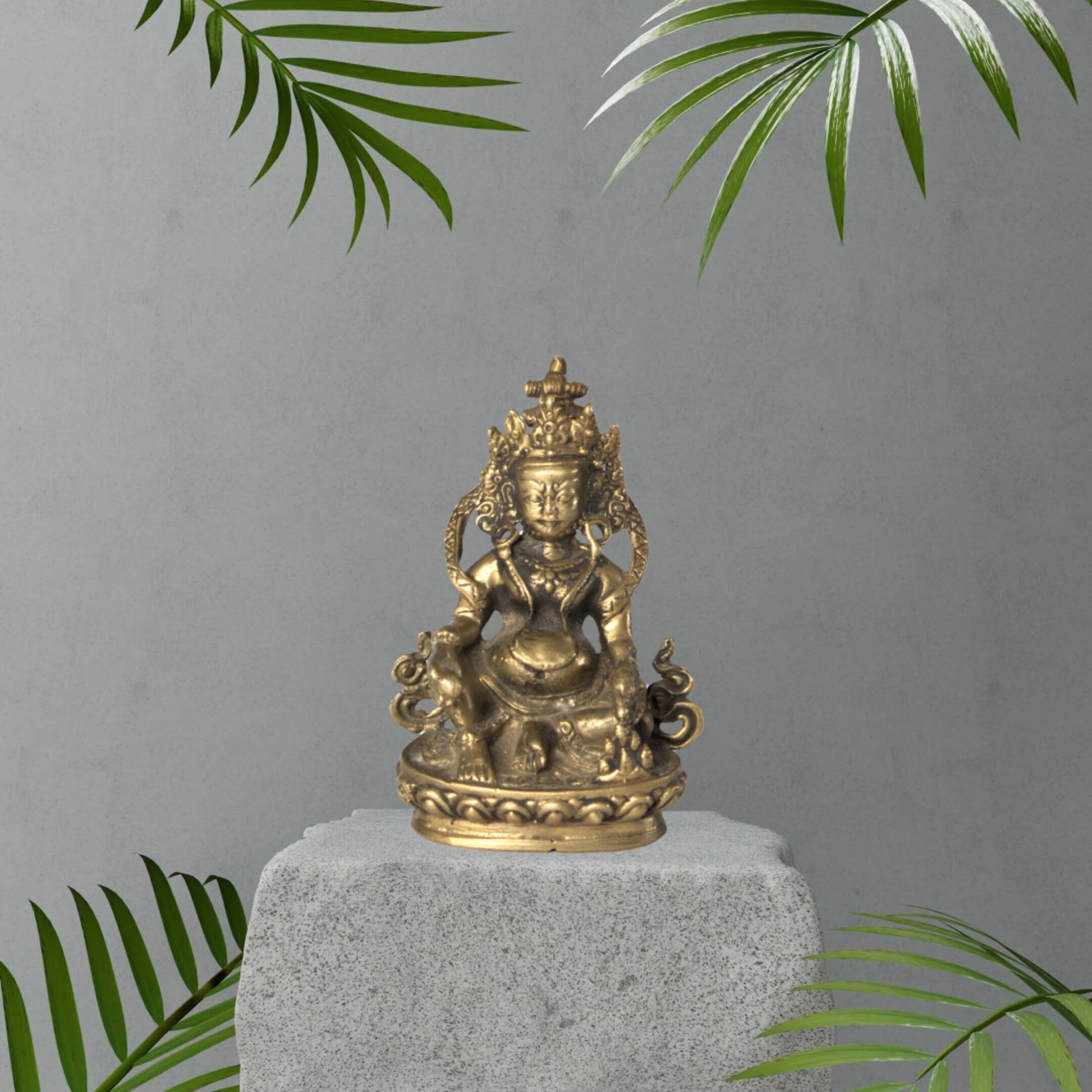God Of Wealth - Brass Kuber Statue, Handcrafted Hindu God of Wealth And Prospersity, Antique Gift
