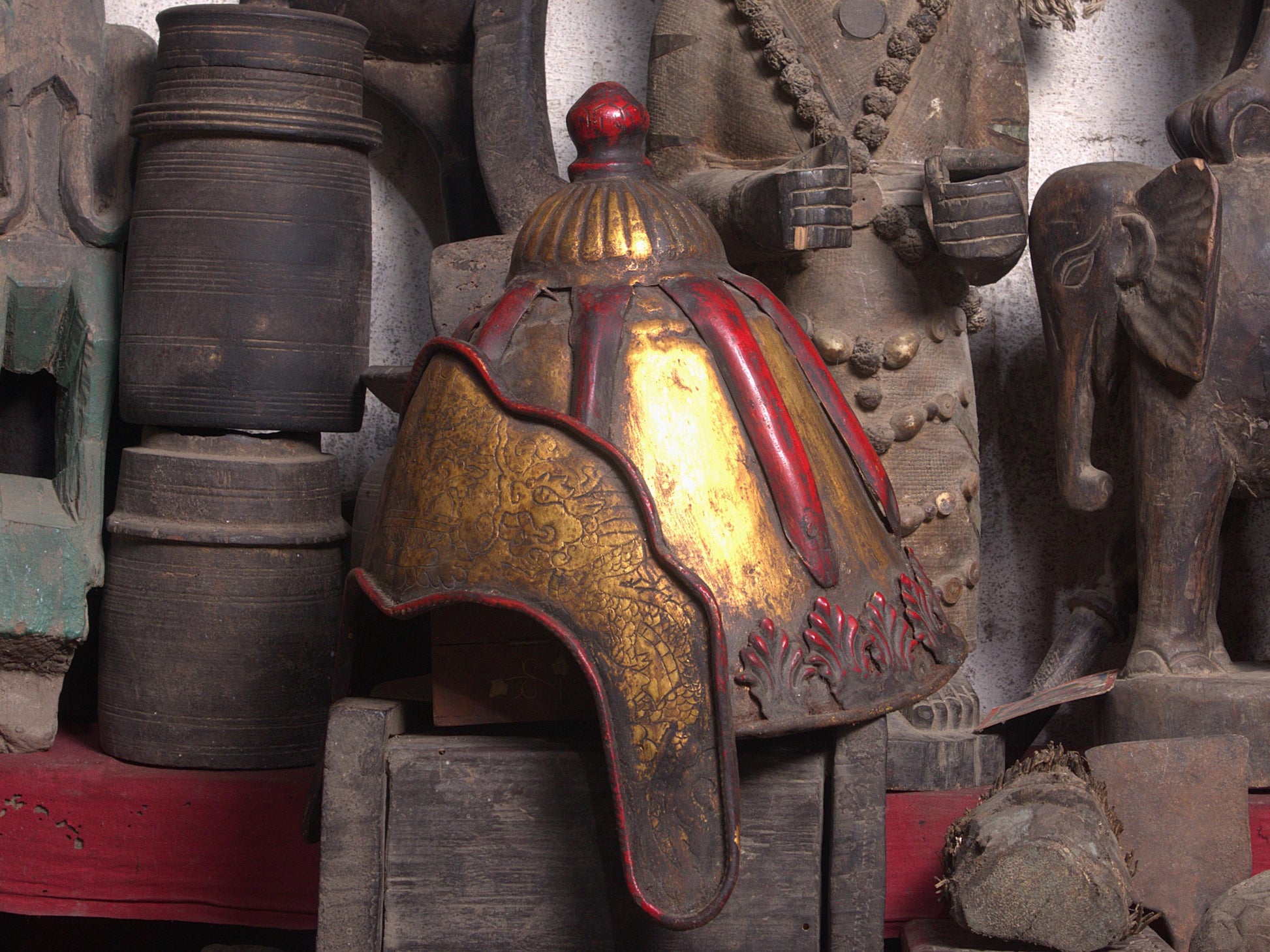 Rare Century Old Antique Buddhist Monk Cap: Sacred Artifact From A Remote Himalayan Monastery, Collector Museum Grade Buddha Artifact