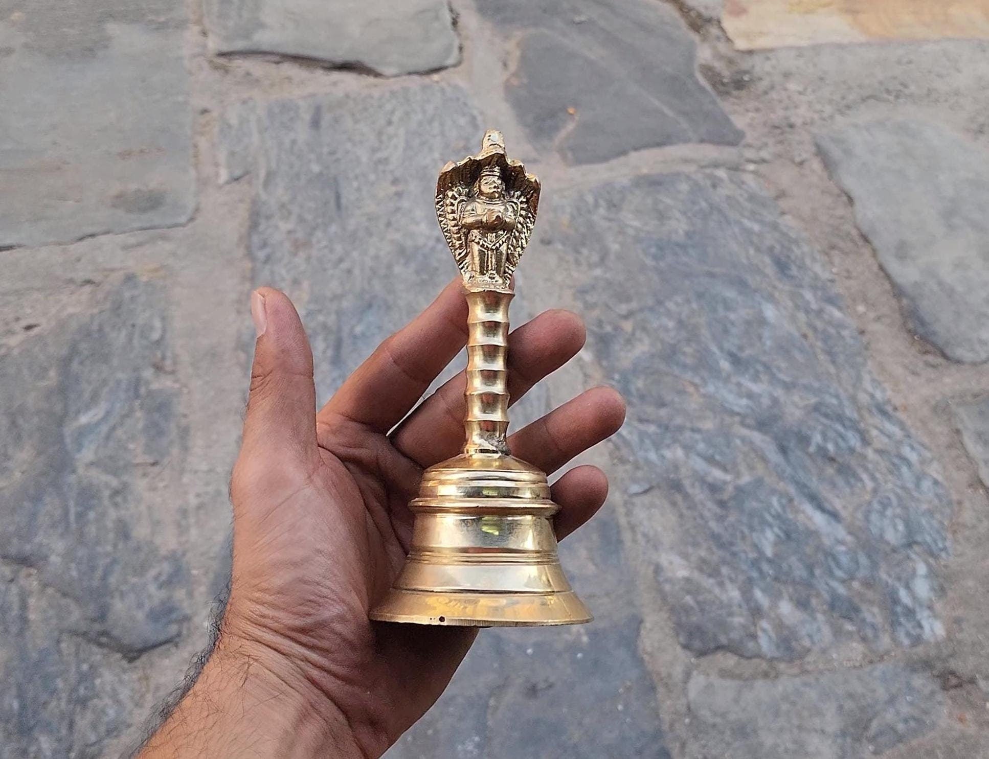 Hindu Ritual Bell Ghanti With Guardian Deity, For Inviting The Divine And Dispelling Negative Aura