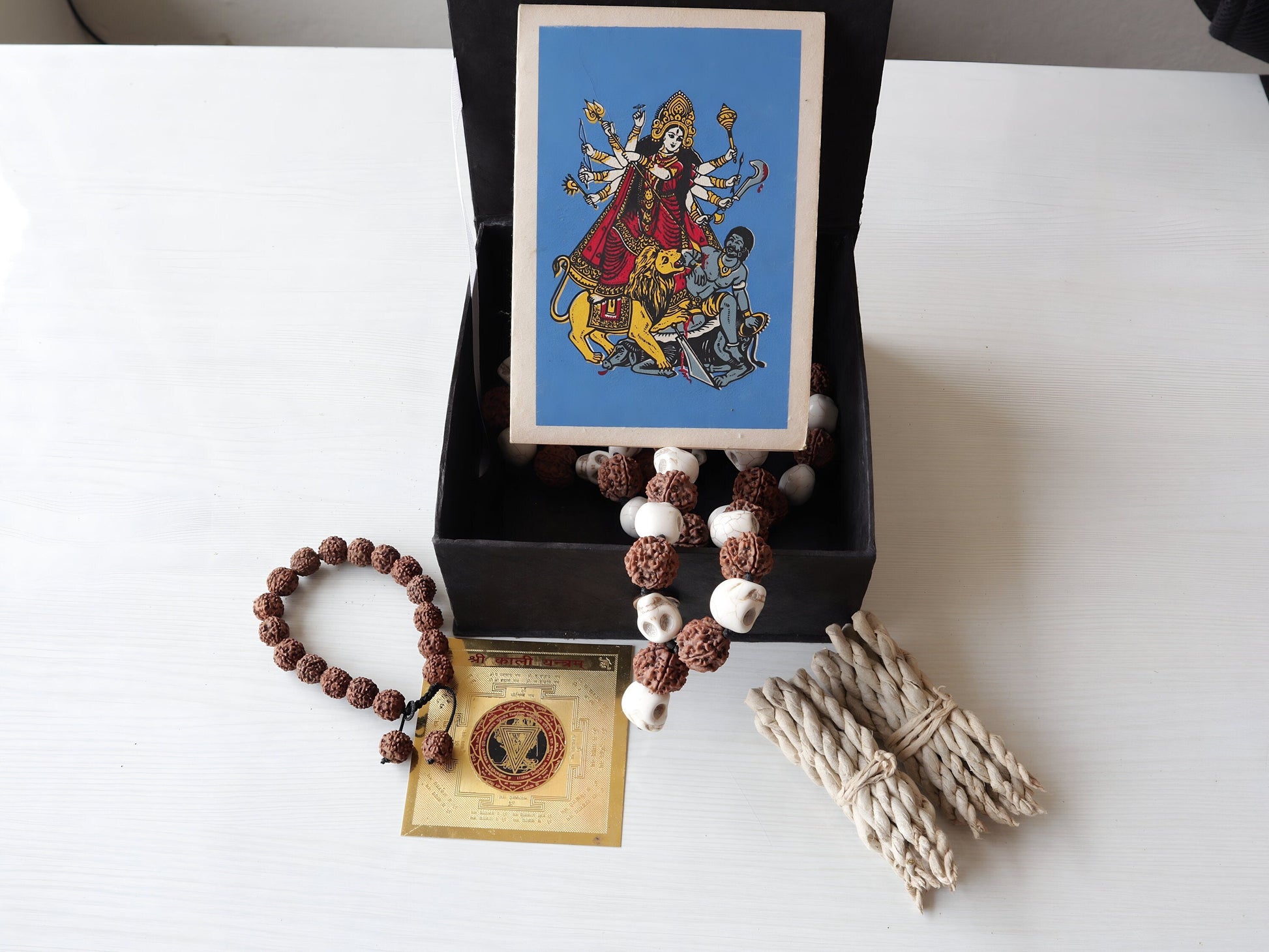 Om Kali Japa Mala, 54+1 Rosary Beads Necklace