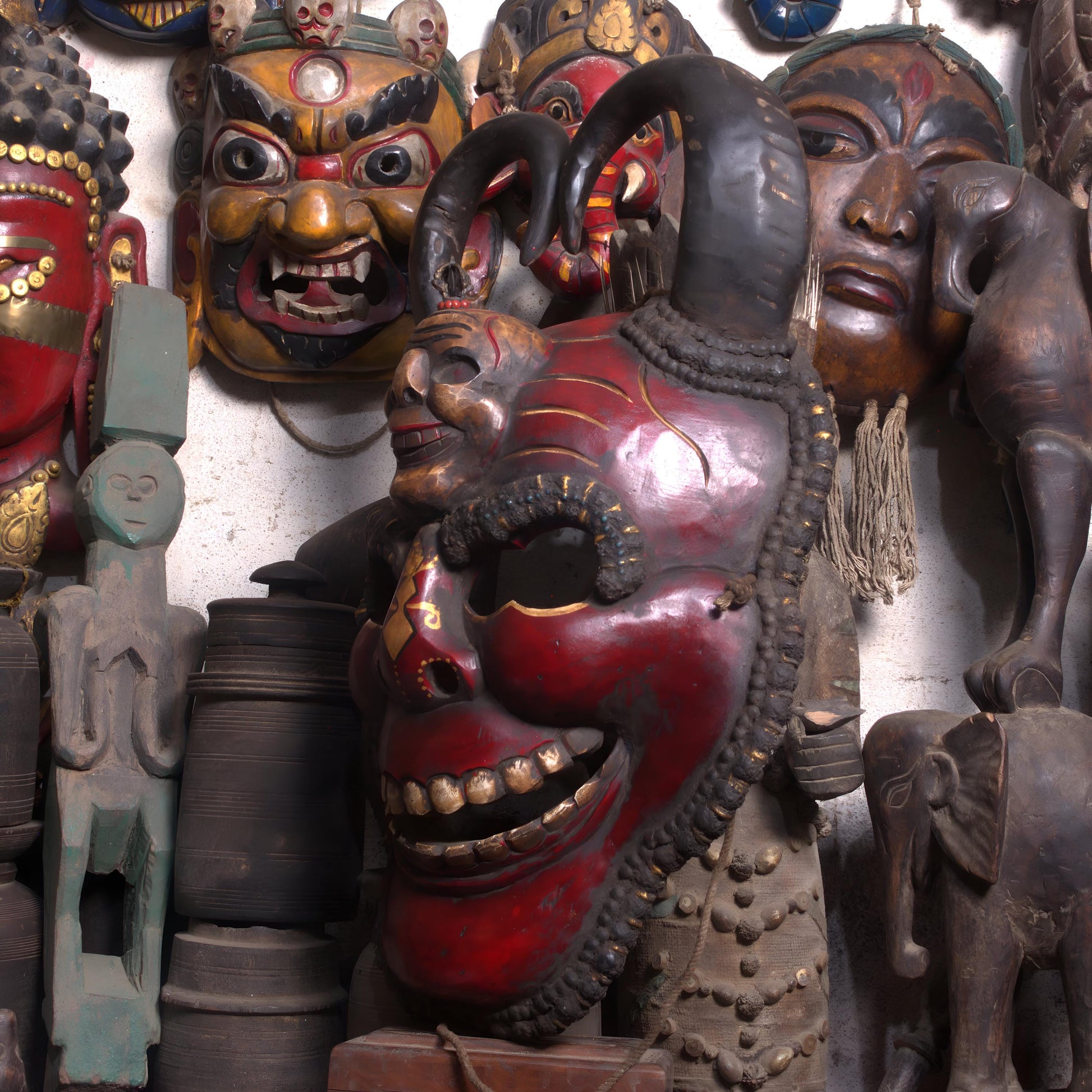 Large Naag Bhairav Wood Mask For Wall Decor