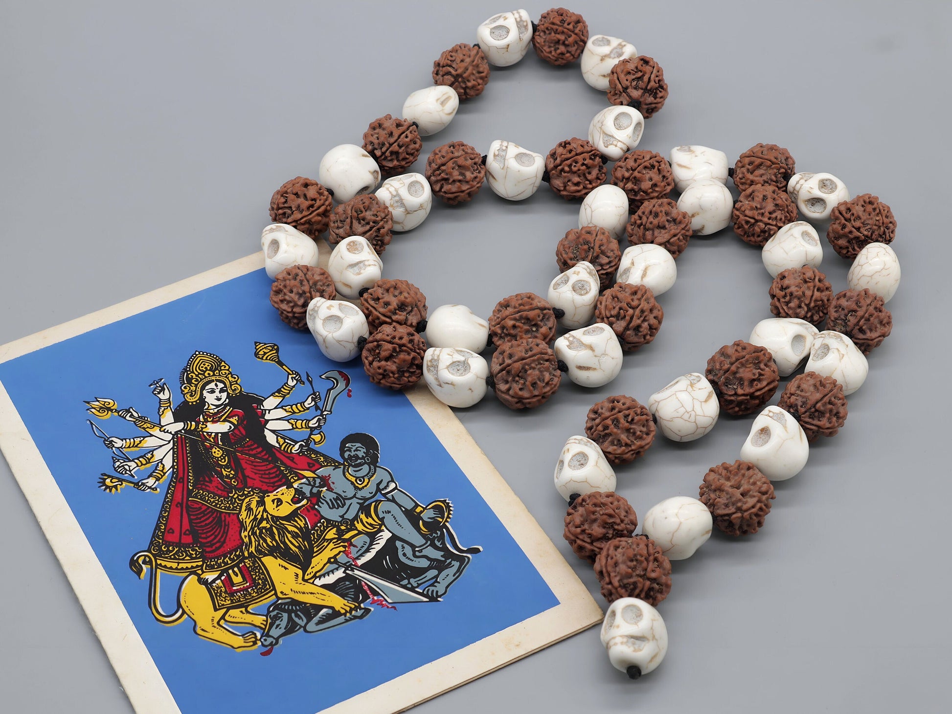 Om Kali Japa Mala, 54+1 Rosary Beads Necklace