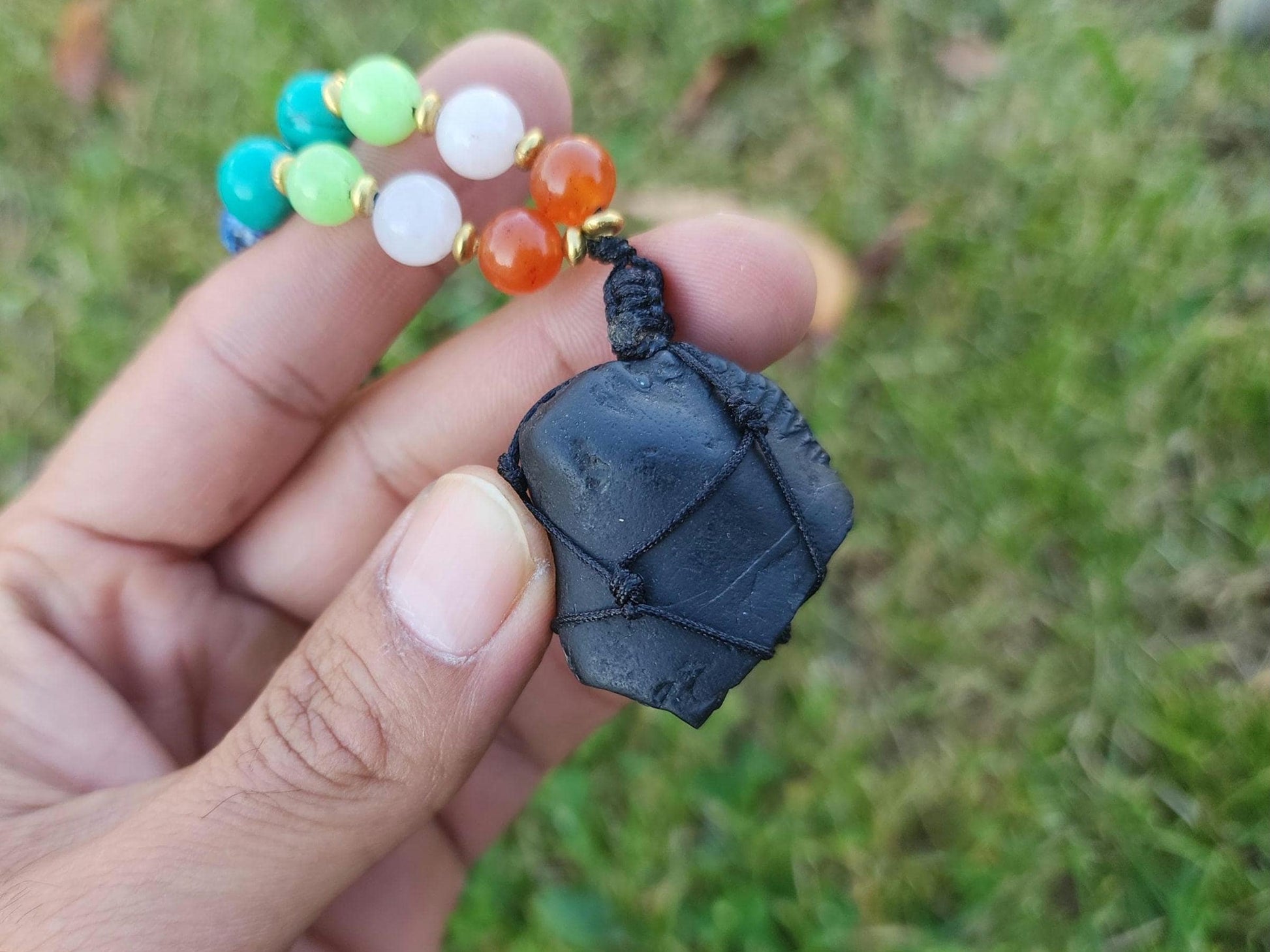 Shaligram Stone Mala With Seven Chakra Stone – Sacred Energy Alignment And Chakra Healing