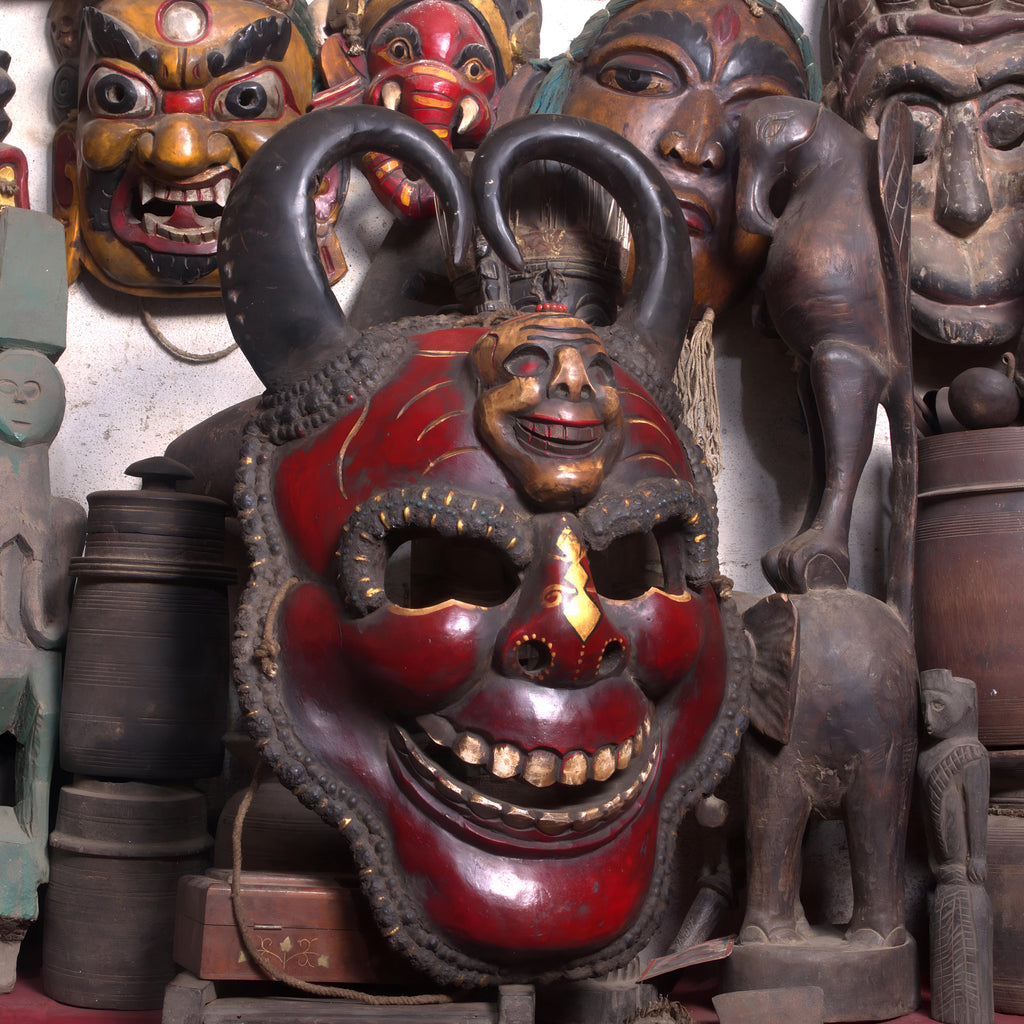 Large Naag Bhairav Wood Mask For Wall Decor