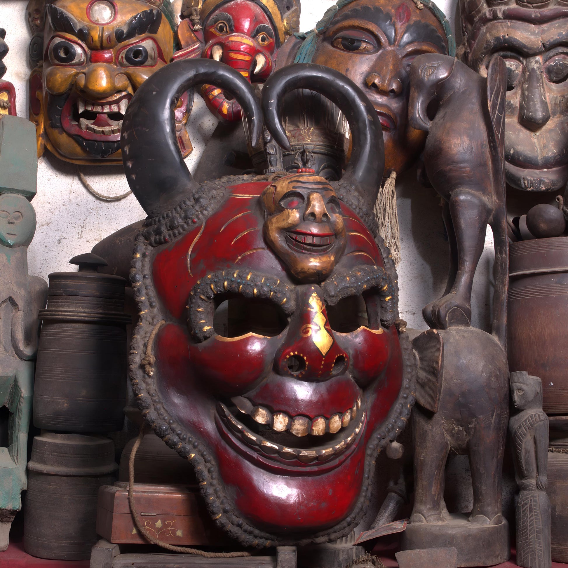 Large Naag Bhairav Wood Mask For Wall Decor