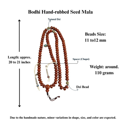 Natural Bodhi Seed, Hand-rubbed Tibetan Prayer Beads