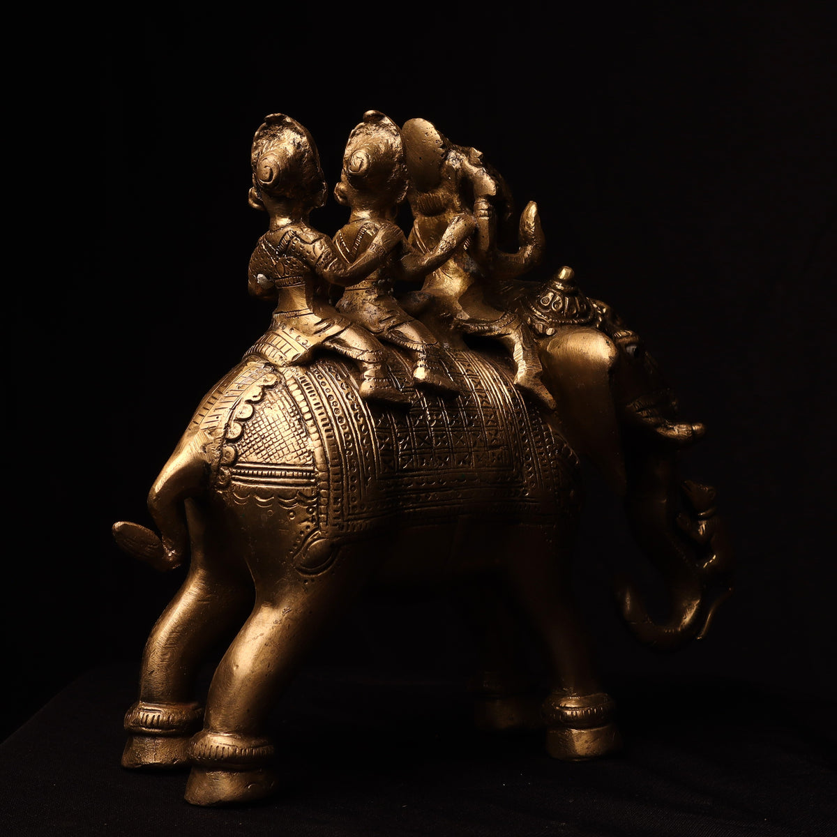 Antique Brass Ganesh Statue: Riddhi Siddhi, Handmade Nepal Idol