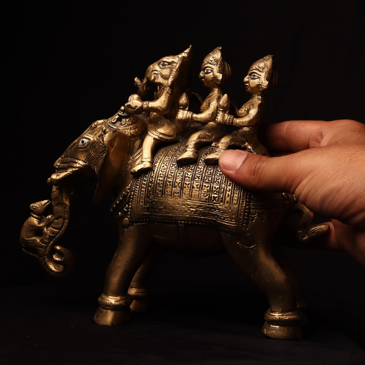 Antique Brass Ganesh Statue: Riddhi Siddhi, Handmade Nepal Idol