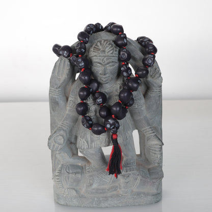 Black Kali Skull Mala Necklace: Howlite Beads, Protection