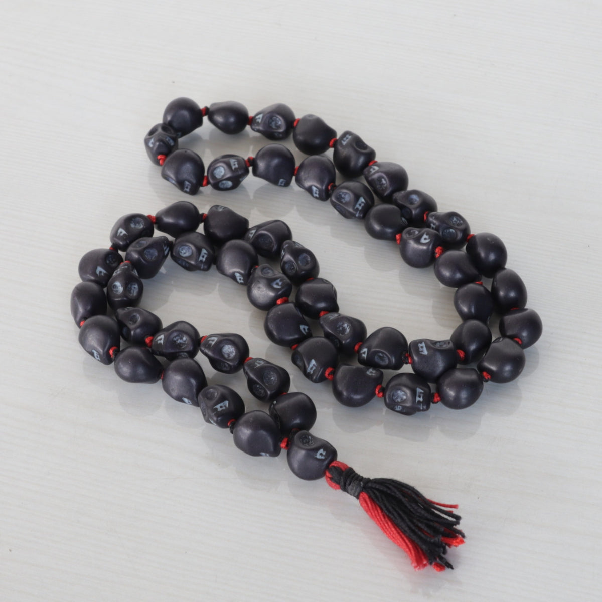 Black Kali Skull Mala Necklace: Howlite Beads, Protection