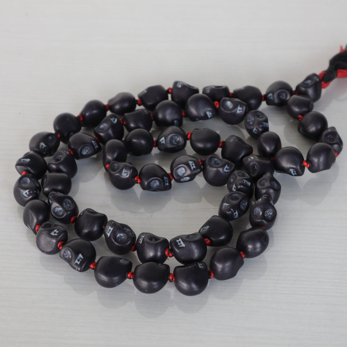 Black Kali Skull Mala Necklace: Howlite Beads, Protection