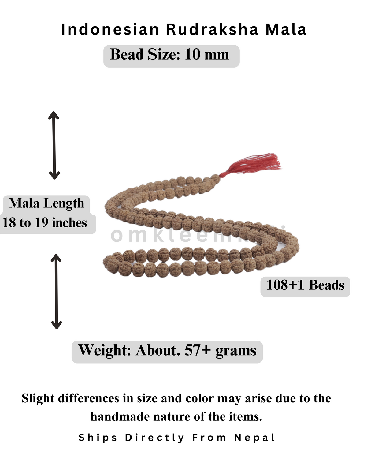 Genuine Indonesian Rudraksha Mala – 108 Beads 10 mm