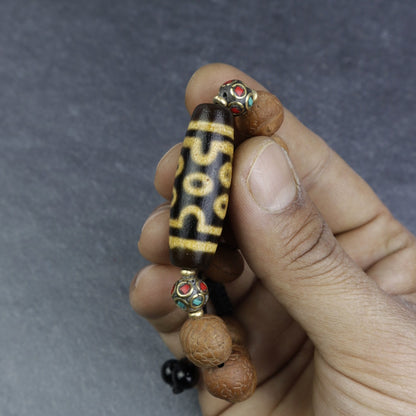 Buddha Chitta Bracelet With 7-Eye Dzi Bead, Himalayan Meditation Beads