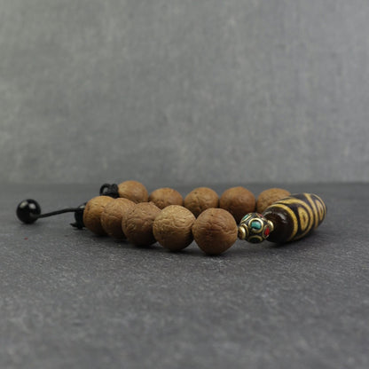 Buddha Chitta Bracelet With 7-Eye Dzi Bead, Himalayan Meditation Beads
