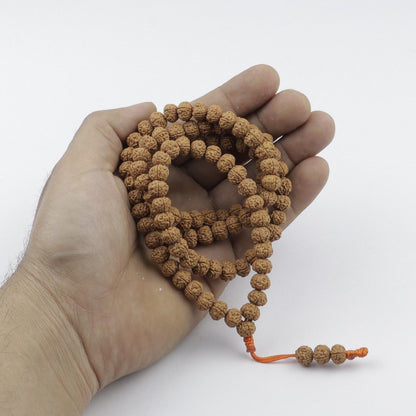 Original Indonesian Rudraksha Mala, 8 mm Japa Prayer Beads