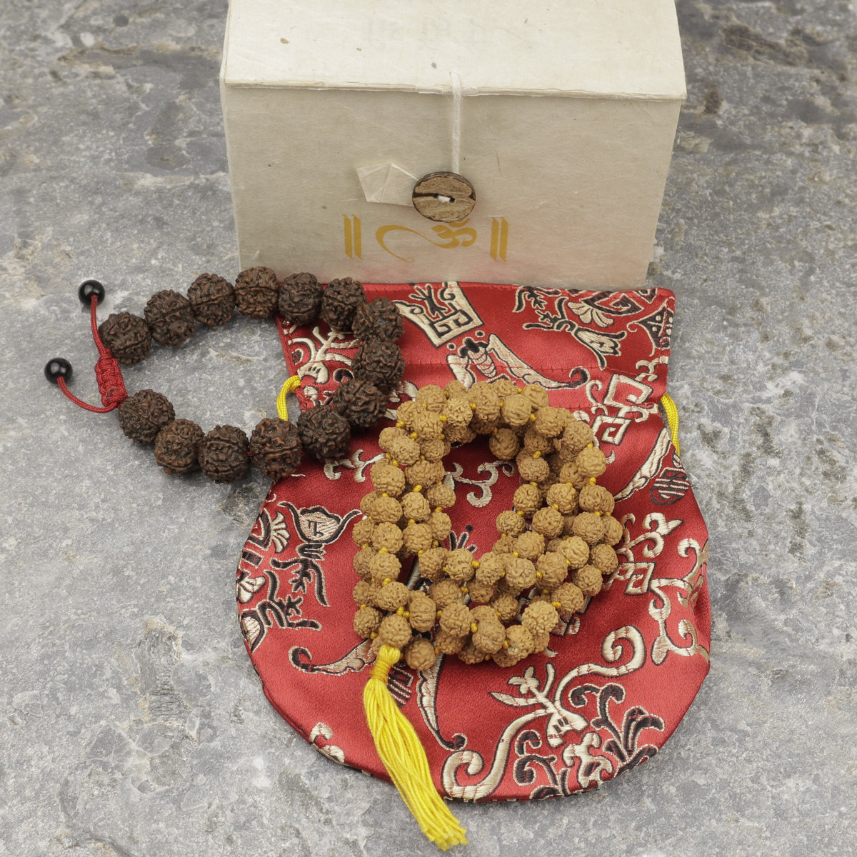Indonesian Rudraksha Prayer Beads, Natural Japa Mala