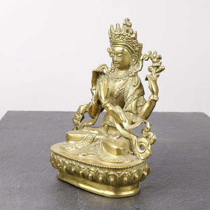 Avalokiteshvara, Buddhist Deity Chenrezig Brass Statue