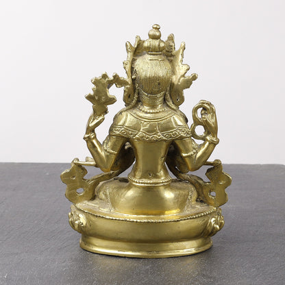 Avalokiteshvara, Buddhist Deity Chenrezig Brass Statue