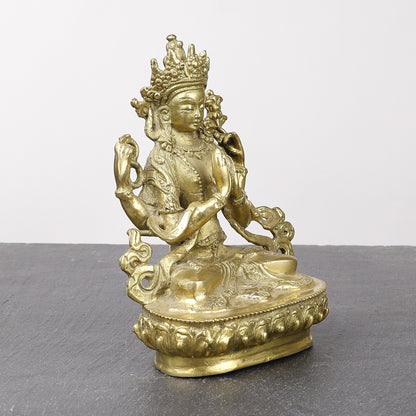 Avalokiteshvara, Buddhist Deity Chenrezig Brass Statue