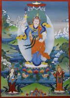Guru Rinpoche Thangka, Lotus Born Master With Wisdom Dakinis