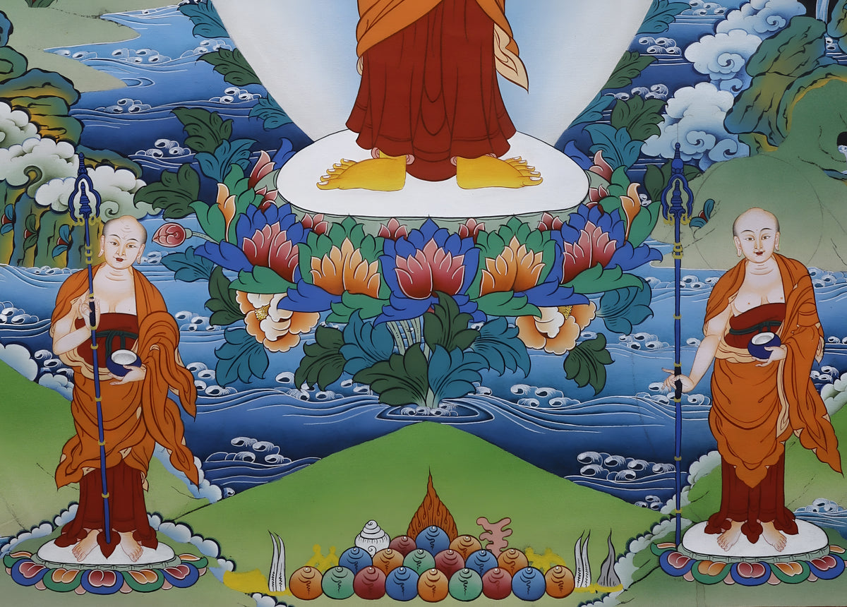 Shakyamuni Buddha Thangka With Shariputra And Maudgalyayana