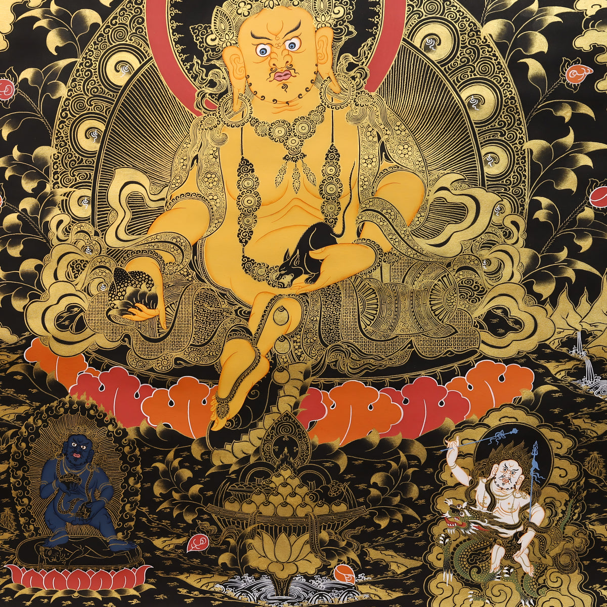 Five Dzambhala Thangka, Wealth Deity Of Abundance And Virtue