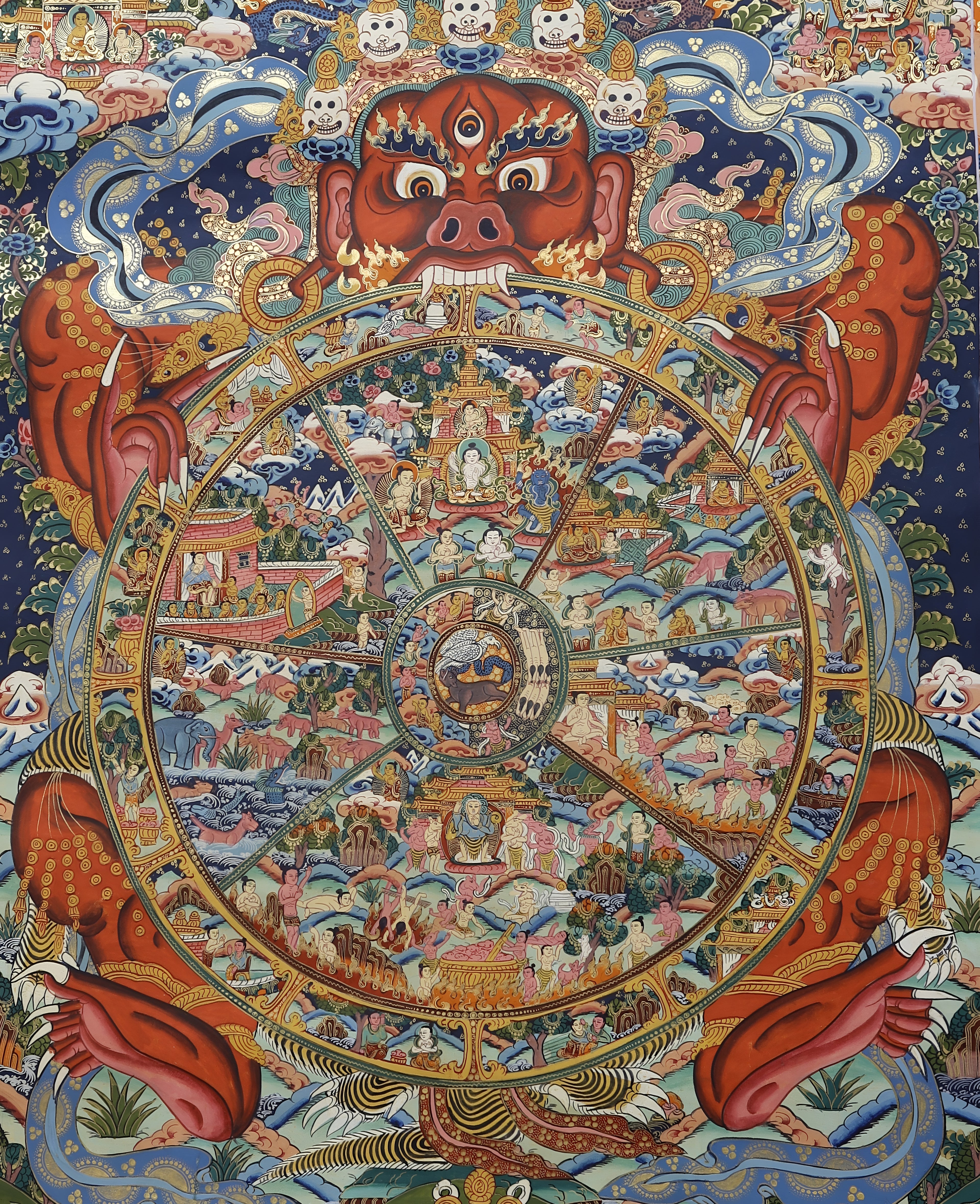 Wheel Of Life, Real Buddhist Thangka Painting